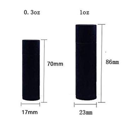 Healthcom 10 Pack 1oz Paperboard Lip Balm Tubes – Refillable Kraft Black Containers