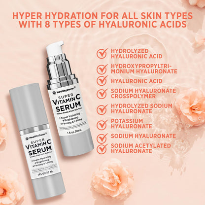 HealthyDerm Super Vitamin C Serum for Mature Skin (Pack of 2) – Hydration, Lifting & Brightening