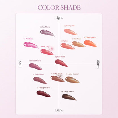 Heart Percent Dote On Mood One Way Glowy Tint 11.Dawn Mauve | Lip Tint Gloss