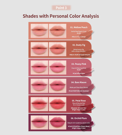 Heart Percent Dote On Mood Blurry Fog Tint Orchid Plum #06 – Velvet Vegan Lip Stains with Personal Color Analysis