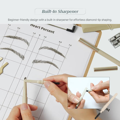 Heart Percent Dote On Mood Edge & Flat Brow Pencil Retractable Definer with Built-in Shaper Spoolie D1 Classic Brown