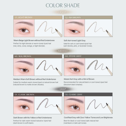 Heart Percent Dote On Mood Edge & Flat Brow Pencil Retractable Definer with Built-in Shaper Spoolie D1 Classic Brown