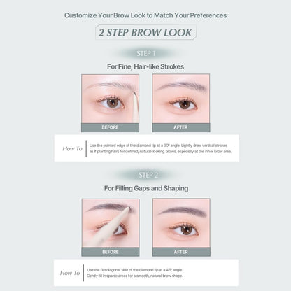 Heart Percent Dote On Mood Edge & Flat Brow Pencil Retractable Definer with Built-in Shaper Spoolie D1 Classic Brown