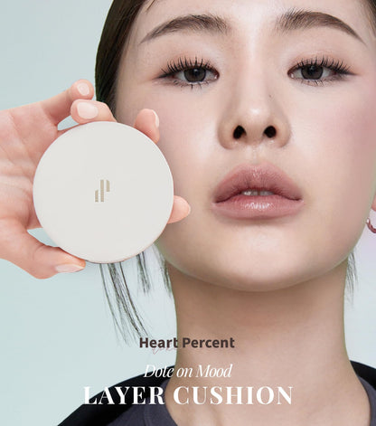 Heart Percent Dote on Mood Layer Cushion SPF 50+/PA+++ with Refill – Satin Glow Full Coverage Foundation (#23N)