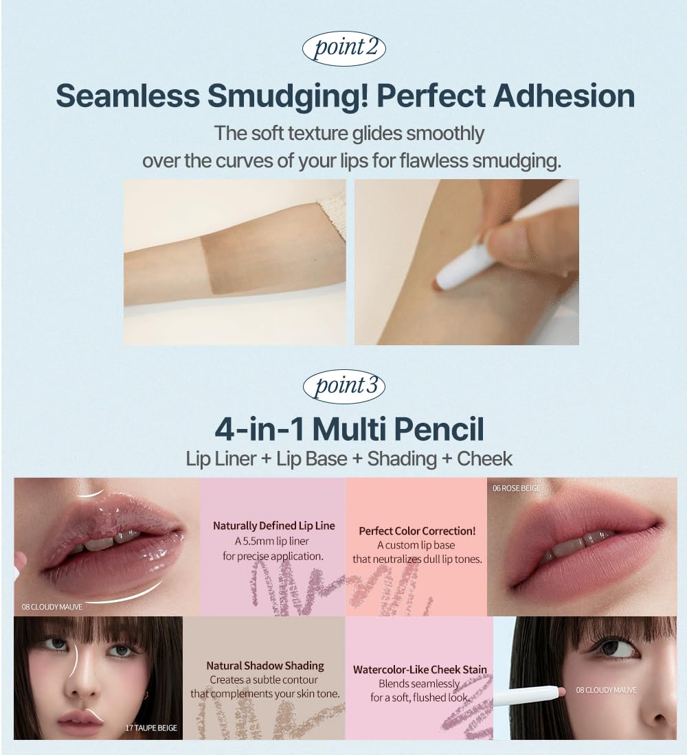 Heart Percent Dote On Mood Lip Pencil #13 Bare Lips – Long-Lasting Creamy Retractable Lip Liner