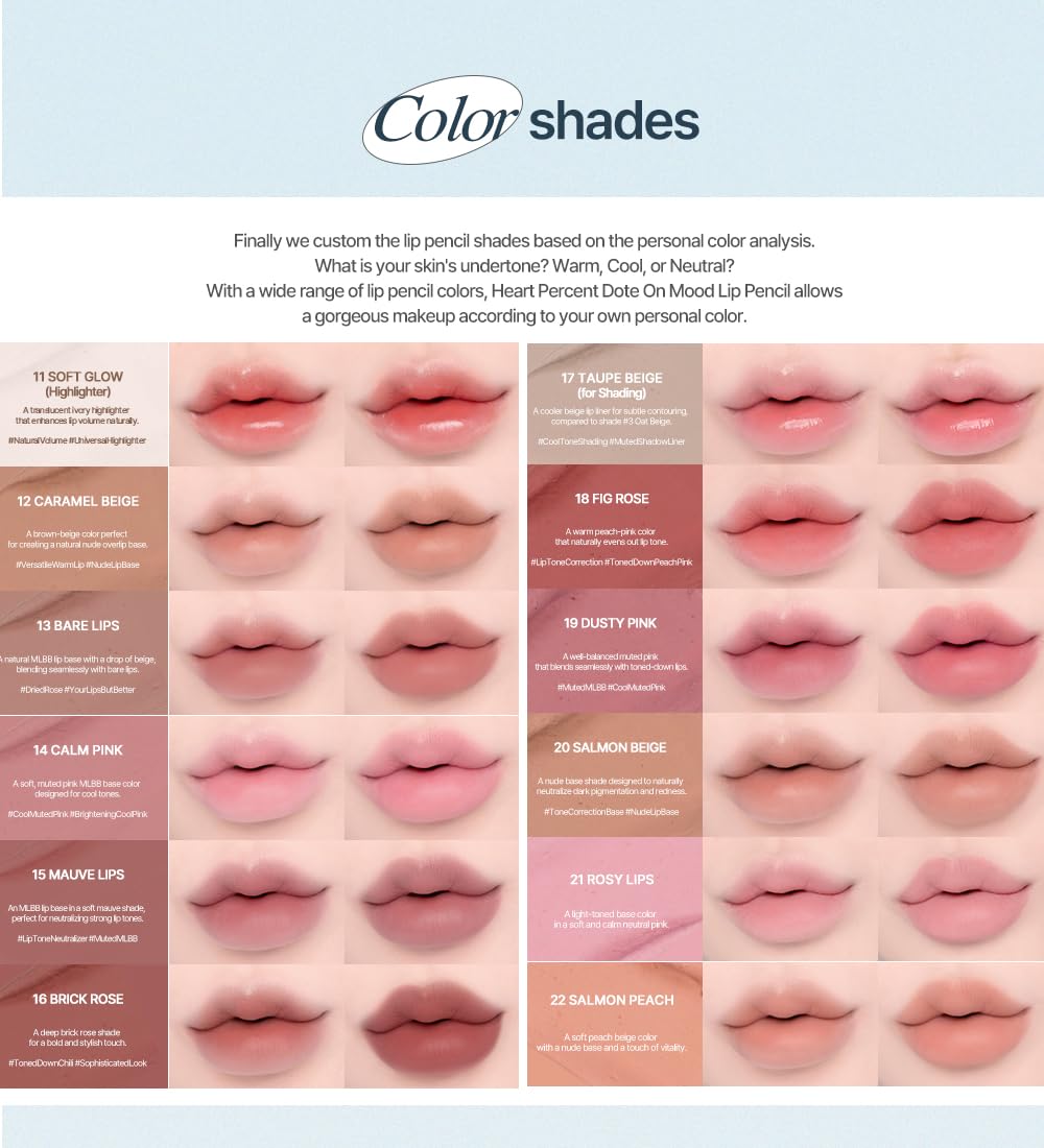 Heart Percent Dote On Mood Lip Pencil #03 Oat Beige | Long-Lasting Creamy Lip Liner