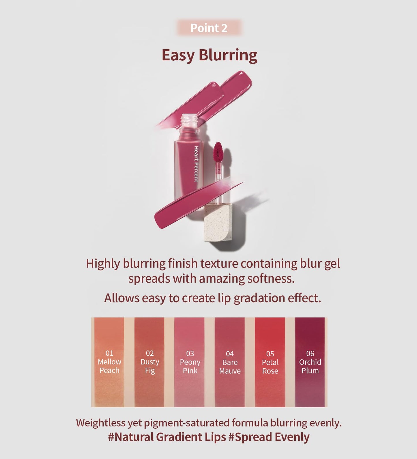 Heart Percent Dote On Mood Lip Stain #02 Dusty Fig – Velvet Matte, Lightweight, Vegan, Personal Color Analysis