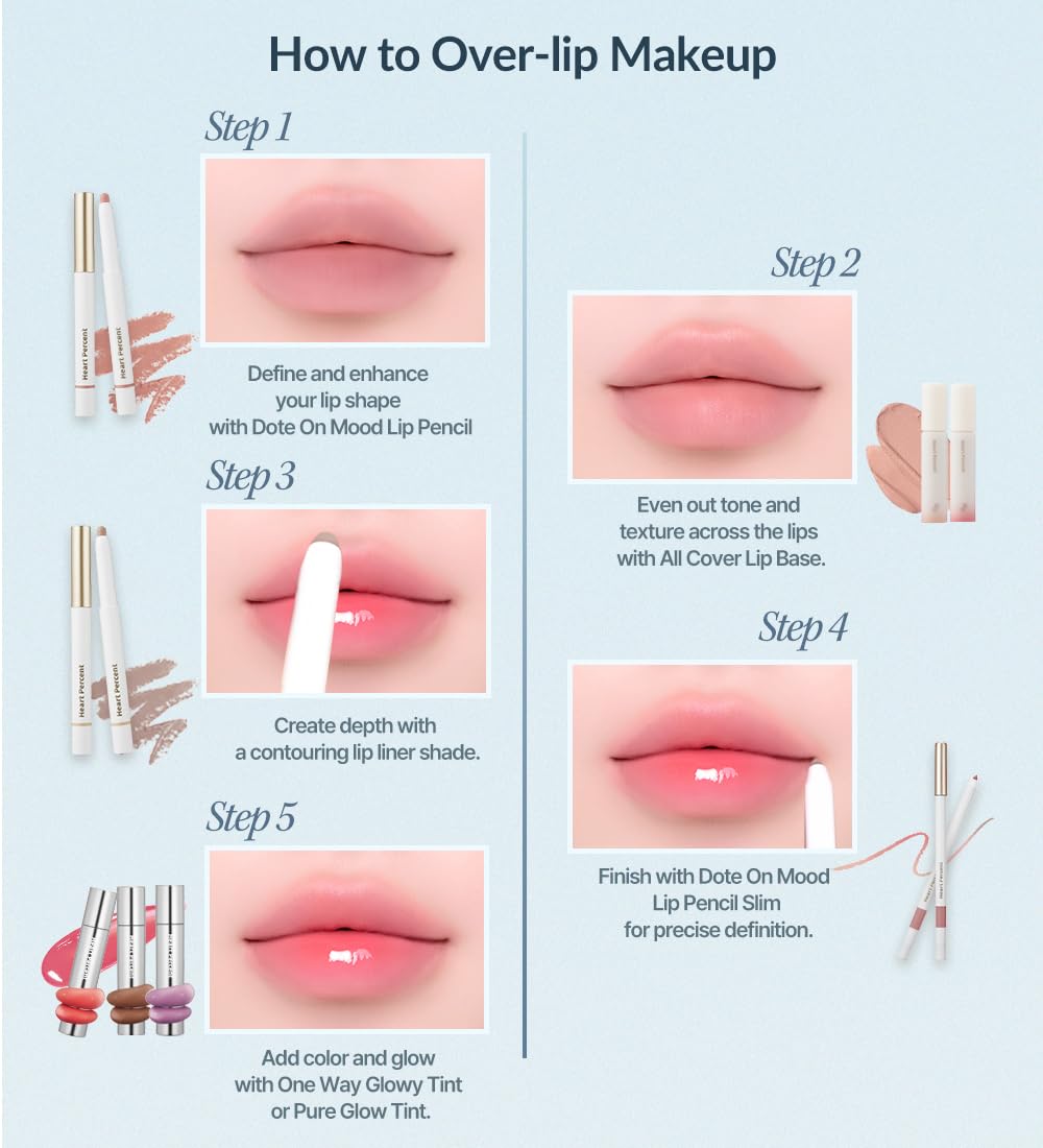Heart Percent Dote On Mood One Way Glowy Tint 11.Dawn Mauve | Lip Tint Gloss