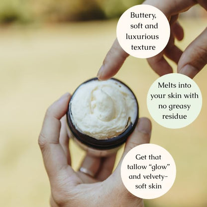 Hearth and Homestead Whipped Tallow Balm – Fragrance-Free, No Essential Oils, 1.3 oz