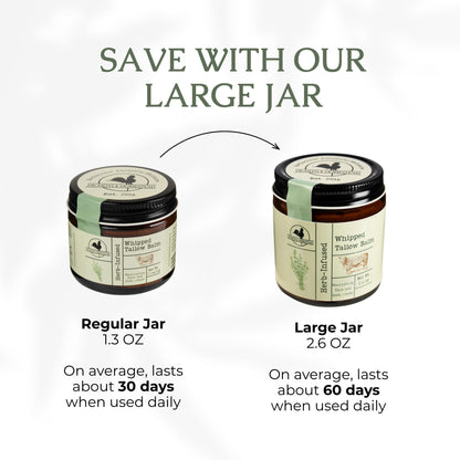 Hearth and Homestead Whipped Tallow Balm – Herb-Infused or Unscented (Large 2.6 oz Jar)