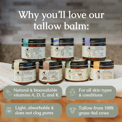 Hearth and Homestead Whipped Tallow Balm – Herb-Infused or Unscented (Large 2.6 oz Jar)