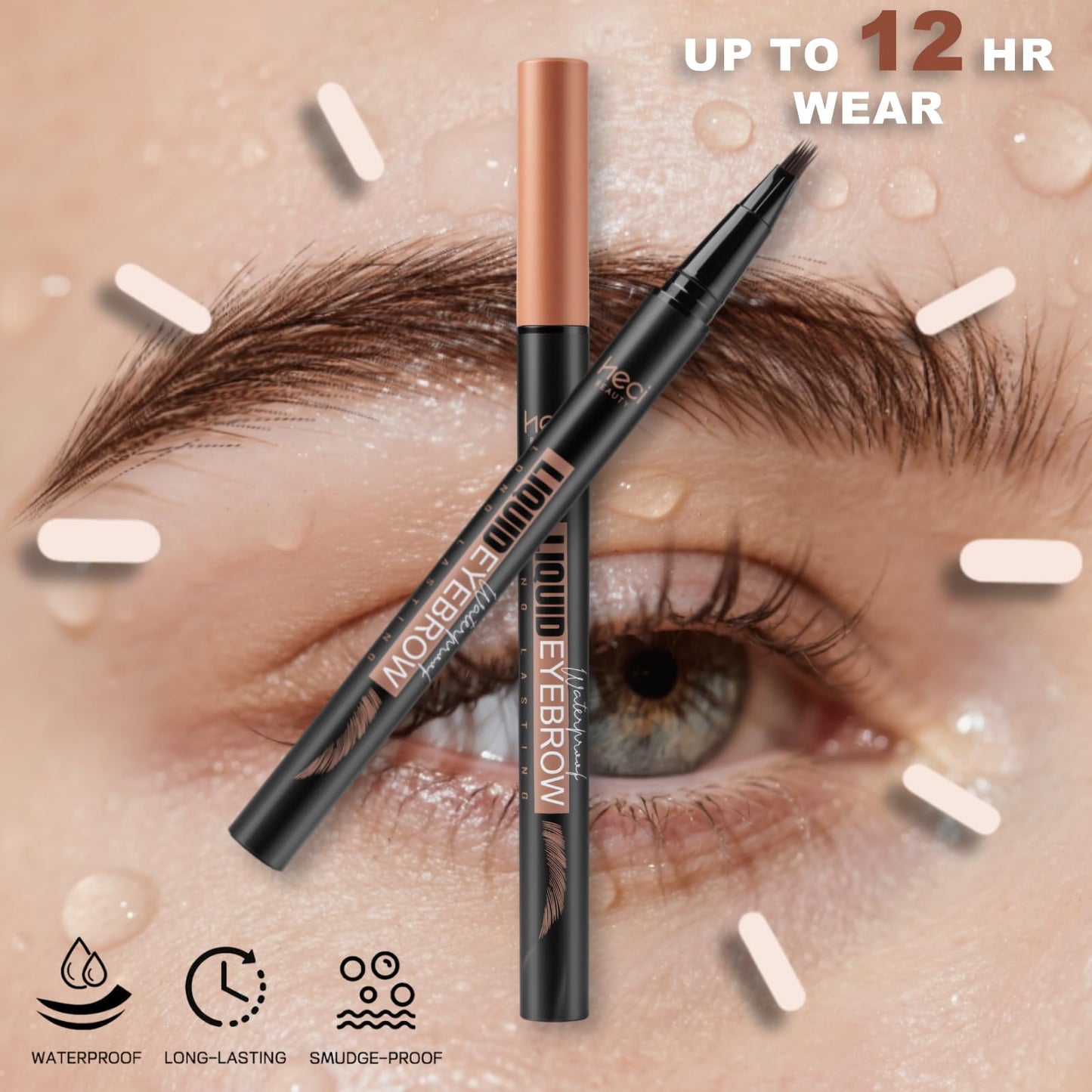 HECI BEAUTY Microblading Eyebrow Pencil – 3D Fiber Technology, Waterproof, 24HR Smudge-Proof, Dark Brown