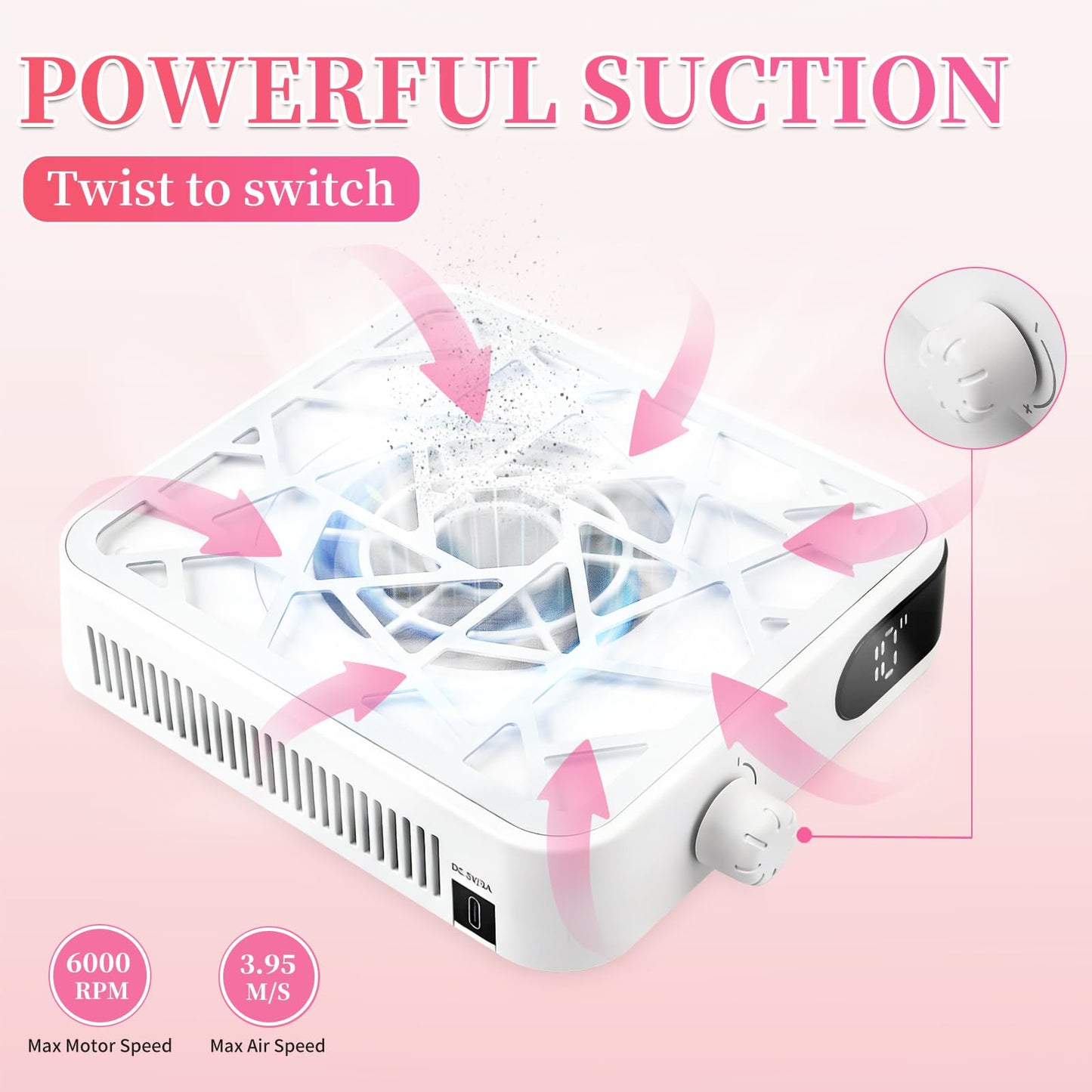 heemeei Nail Dust Collector – 6000RPM Rechargeable Vacuum with 30 Filters