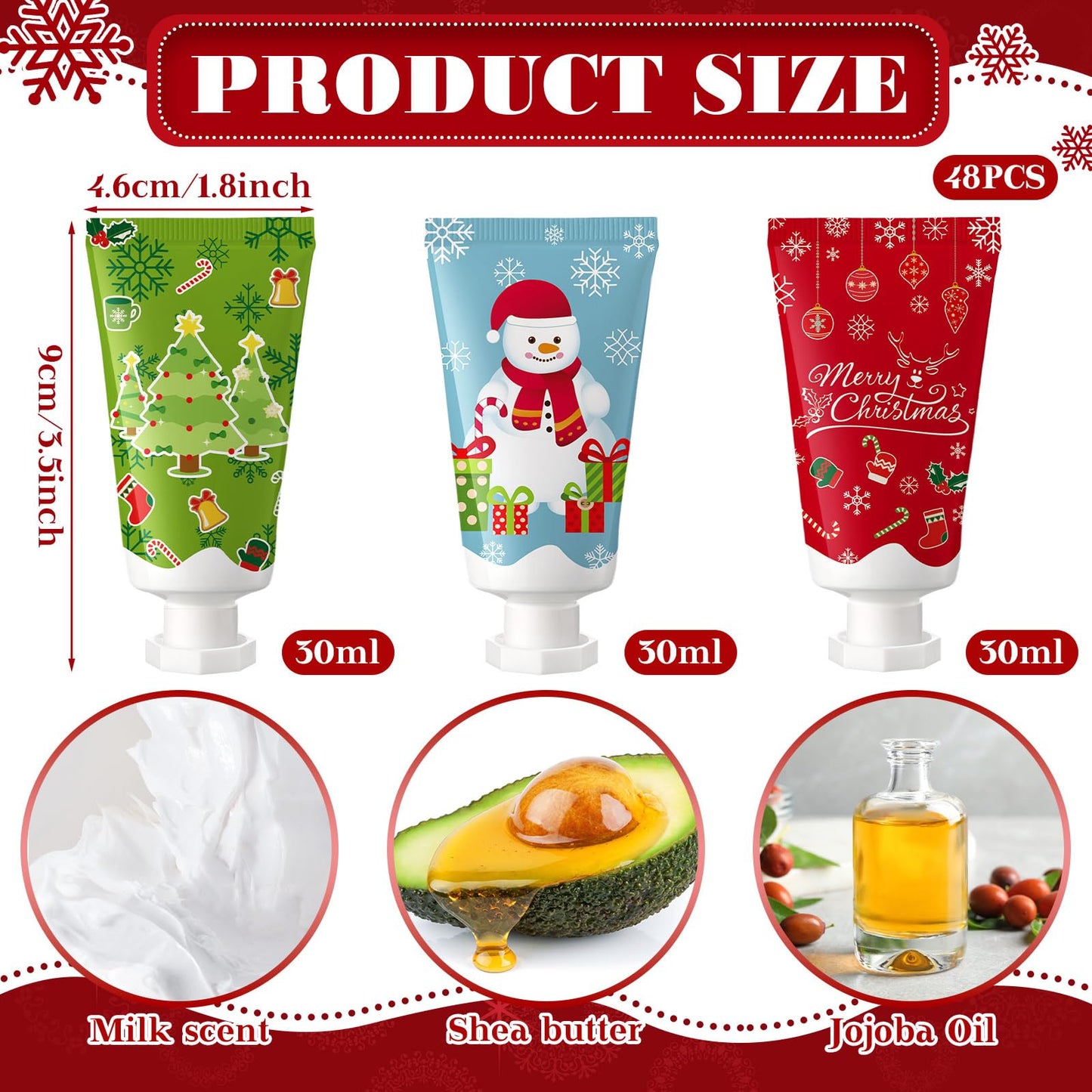 Heigble 48 Pcs Christmas Lotion Set – Travel-Size Moisturizing Body Lotion with Natural Milk Scent