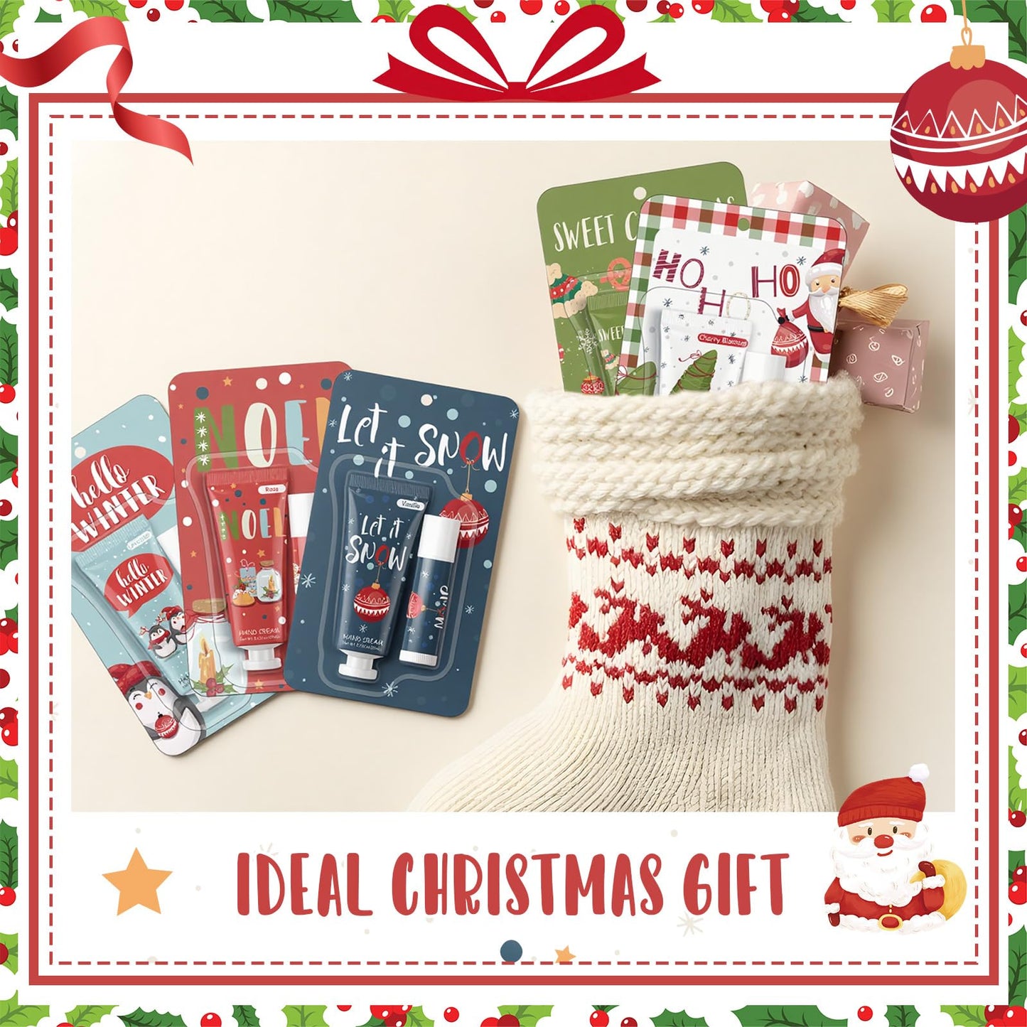 Heigble 50-Piece Christmas Hand Cream & Lip Balm Gift Set – Travel Size