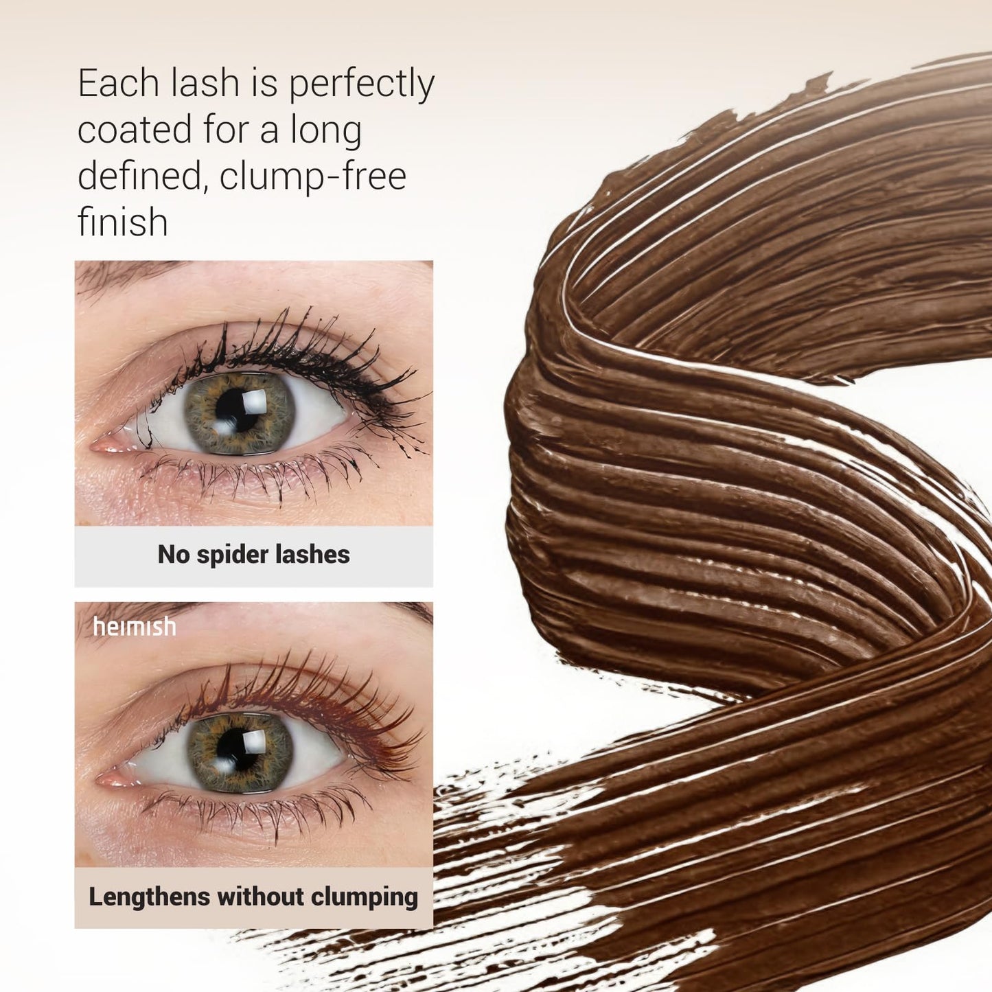 HEIMISH Dailism Smudge Stop Mascara – Curl & Lengthen, Brown, Washable