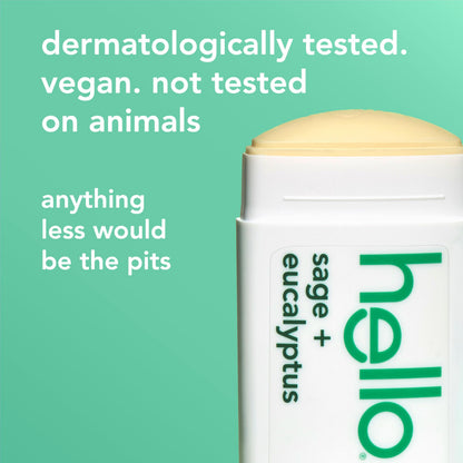 Hello Sage and Eucalyptus Aluminum Free Deodorant - 2 Pack | 24-Hour Freshness, Shea Butter, Vegan