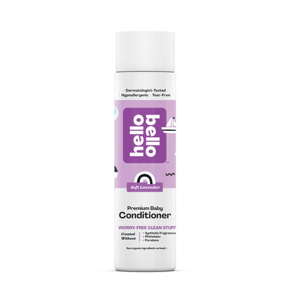 Hello Bello Soft Lavender Conditioner | Hypoallergenic, pH-Balanced & Dermatologist-Tested, Plant-Based Formula for Babies & Kids | 10 fl oz