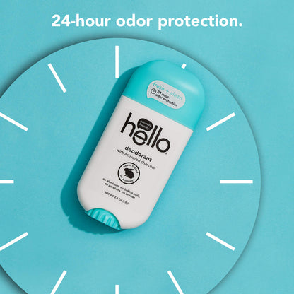 Hello Activated Charcoal Fresh and Clean Deodorant – Aluminum Free, Baking Soda Free, Paraben Free (2.6 oz, Pack of 3)
