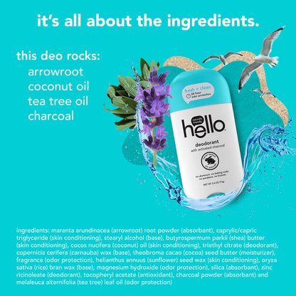 Hello Deodorant Trio with Shea Butter – 24h Odor Protection, Aluminum-Free, 3 x 2.6oz (Sweet Coconut, Fresh Citrus, Clean + Fresh)