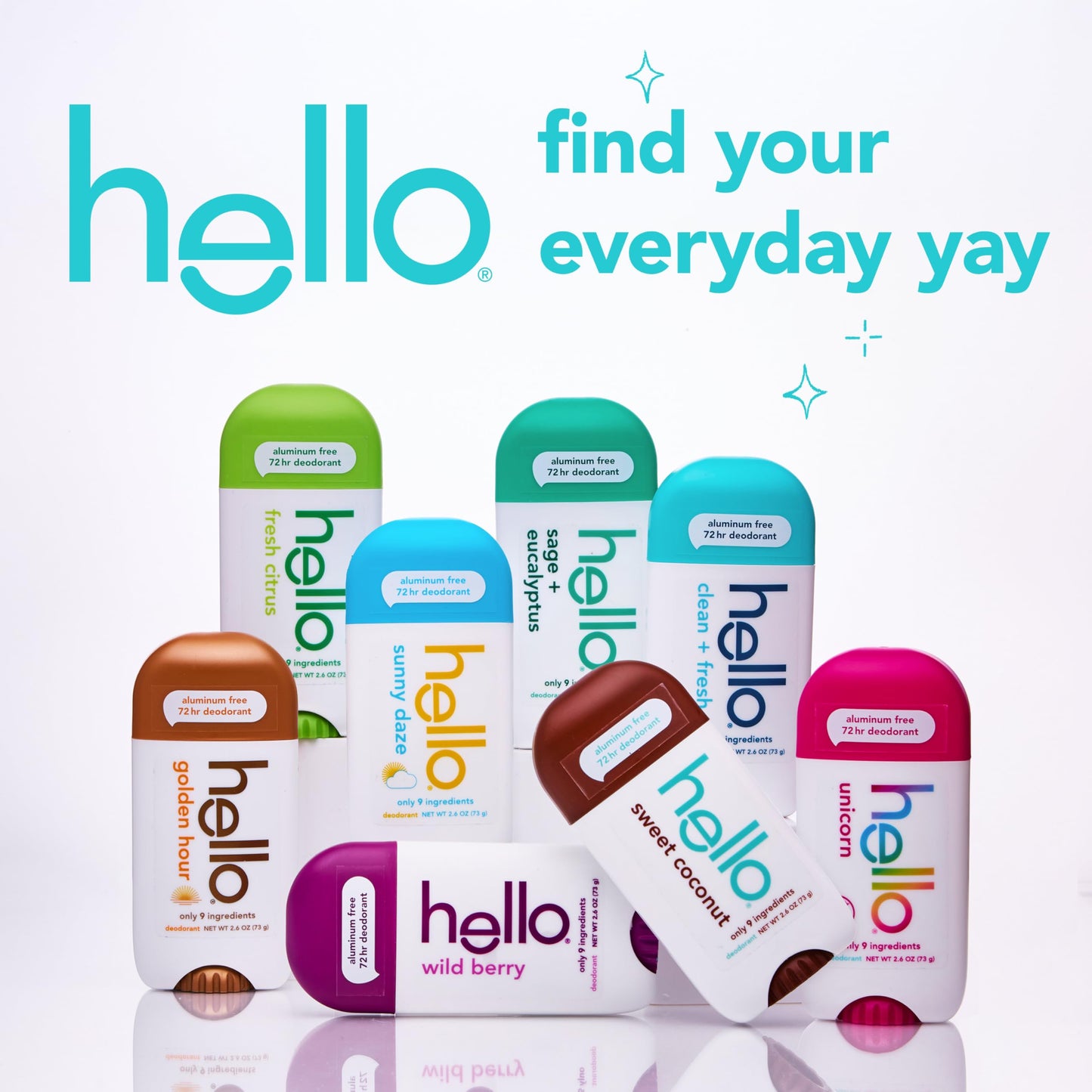 hello Unicorn Aluminum Free Deodorant for Women, Girls, Safe for Kids, Dermatologically tested, Natural Fragrance, 2 Pack