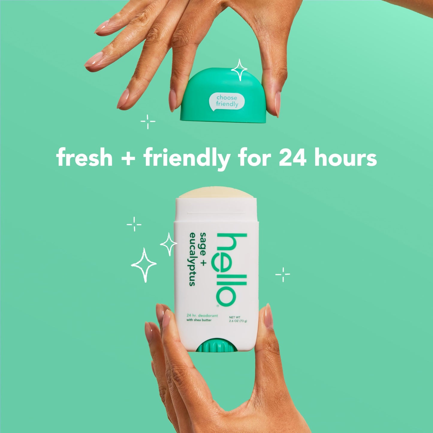 Hello Sage and Eucalyptus Aluminum Free Deodorant - 2 Pack | 24-Hour Freshness, Shea Butter, Vegan