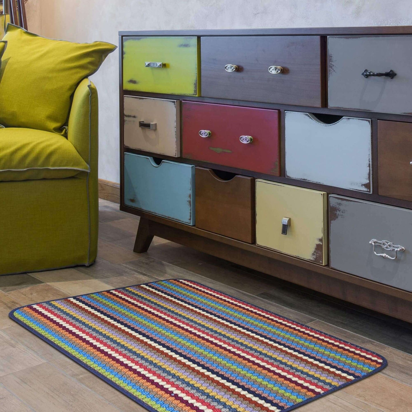 Washable Multicolour Stripe Mats| 111