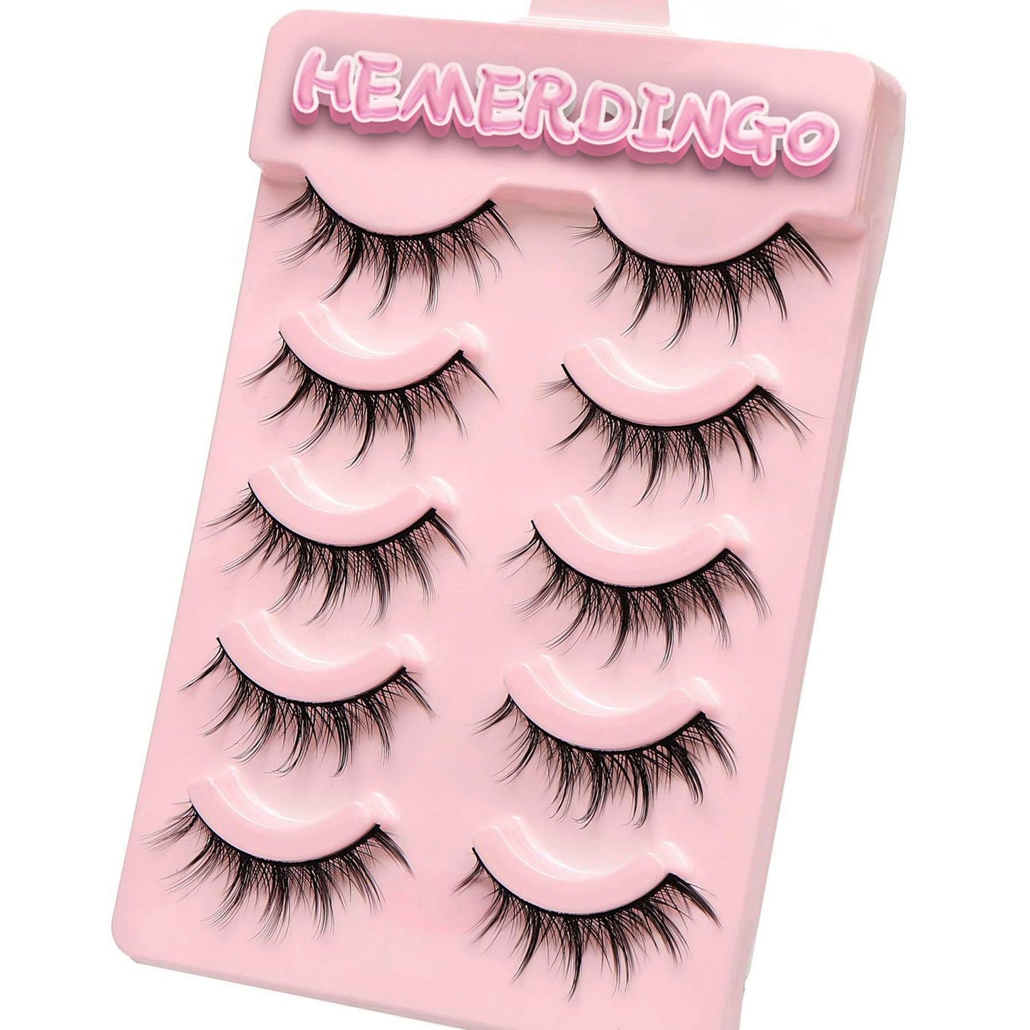HEMERDINGO Wispy Spiky Lashes 15mm | 3D Anime Cosplay False Eyelashes, Reusable 5 Pairs