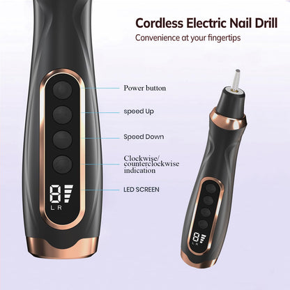 HengYuaoler Cordless Nail Drill Kit – 6-Speed Manicure Pedicure Set (Black)