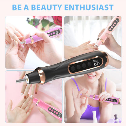 HengYuaoler Cordless Nail Drill Kit – 6-Speed Manicure Pedicure Set (Black)
