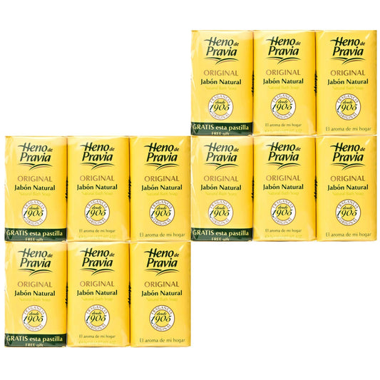 Heno de Pravia: 4 Sets of 2 Soaps + Free 4 oz Pack (12 Soaps)