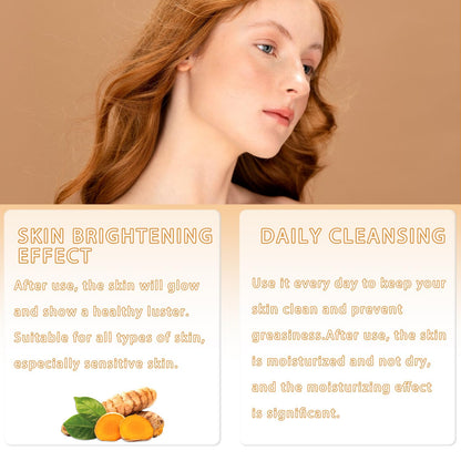 HEPANIO Turmeric Wash & Care 4-Piece Set | Facial Cleanser, Exfoliating Pads & Soap