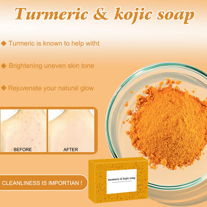 HEPANIO Turmeric Wash & Care 4-Piece Set | Facial Cleanser, Exfoliating Pads & Soap