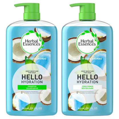 Herbal Essences Hello Hydration Shampoo & Conditioner Set – Moisturizing, Paraben Free, Color-Safe, Coconut