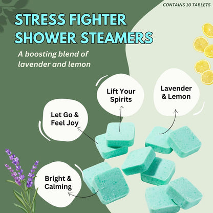 Herbal Zen Stress Fighter Shower Steamers – Lavender & Lemon, USA Made (10 Pack)