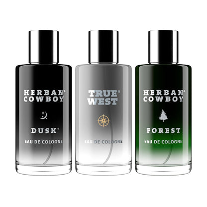 Herban Cowboy Men's Cologne Trio Set – Cinnamon, Citronnelle & Lemon (1.7 fl oz each)
