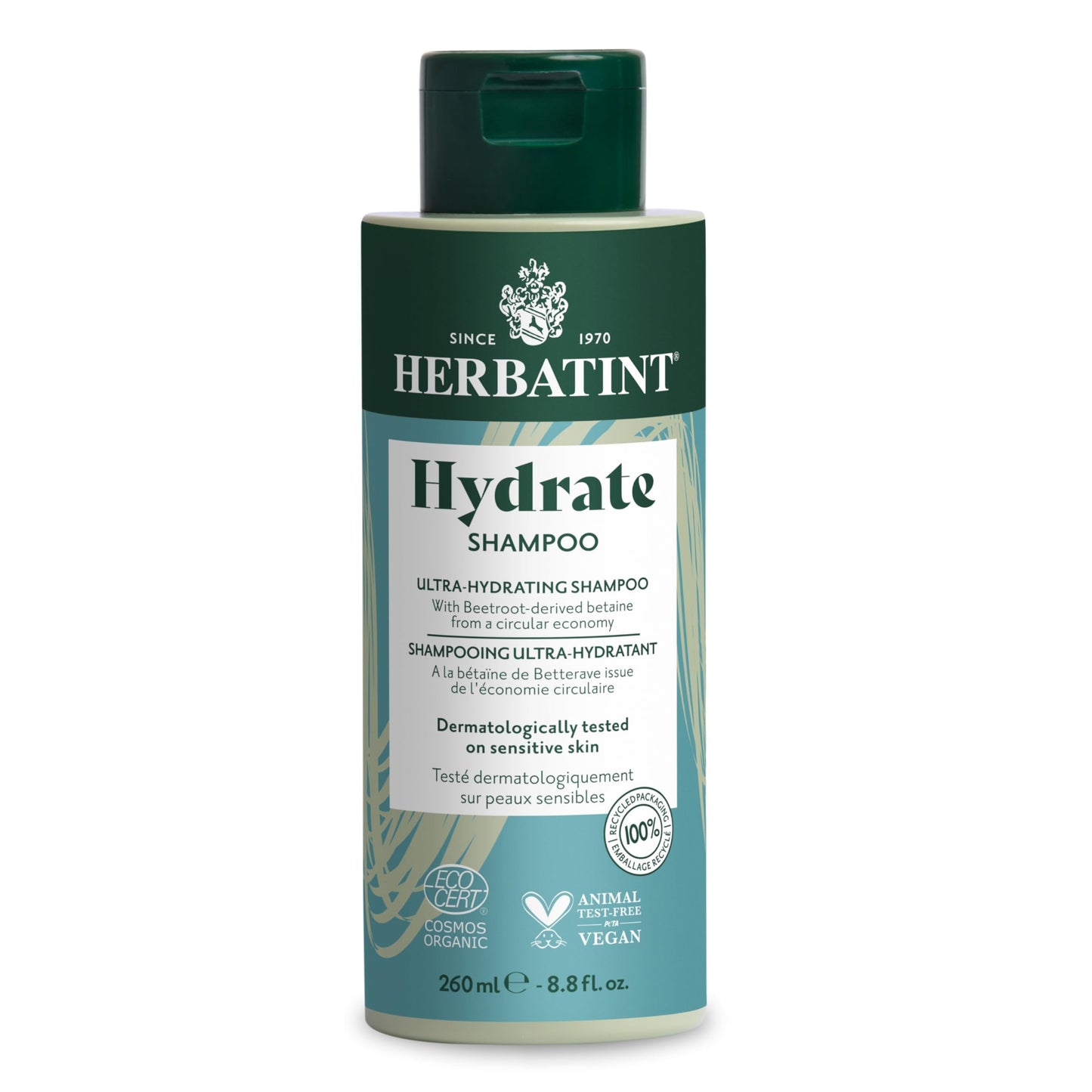 Herbatint Hydrate Shampoo – Deep Moisture, Shine & Protection (Paraben-Free) – 8.8 fl oz