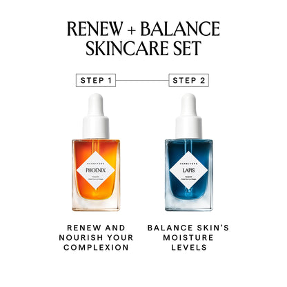 HERBIVORE Balance + Renew Skincare Set – Lapis Blue Tansy & Phoenix Rosehip Oils for Balanced, Hydrated Skin