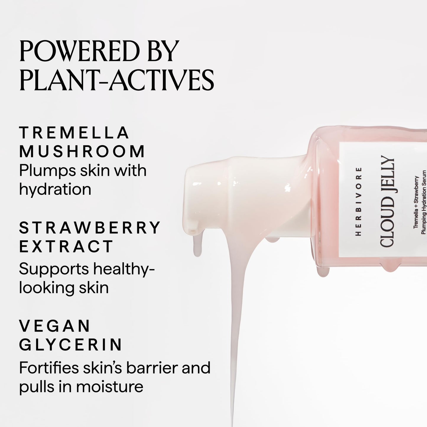 HERBIVORE Cloud Jelly Plumping Hydration Serum | Tremella + Strawberry, Lightweight for All Skin Types