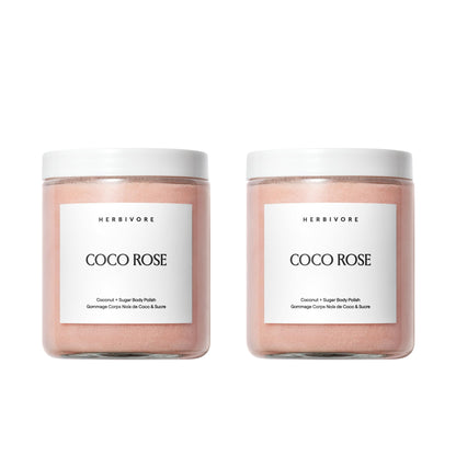 HERBIVORE Coco Rose Coconut Oil Body Polish | Vegan Exfoliating Scrub with Shea Butter – 2-Pack (237 mL / 8 oz each)