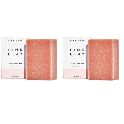 HERBIVORE Pink Clay Gentle Cleansing Bar Soap for Face & Body – Vegan, French Pink Clay, 4 oz (2 Pack)