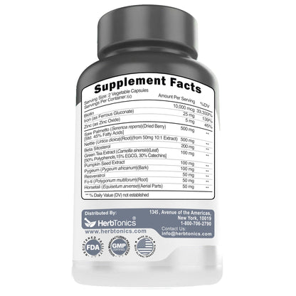 Hair Growth Vitamins for Women & Men | DHT Blocker with Saw Palmetto & 10,000 mcg Biotin – Herbtonics Foli Tonic Hair Growth Supplement