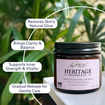 Heritage Refinery & Co. Whipped Beef Tallow with Retinol & Centella – USA Made, 2 Oz