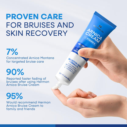 Hermon Arnica Bruise Cream with Vitamin K – Sensitive Skin & Face Formula, Extra Strength Hydrating Moisturizer 2 Oz