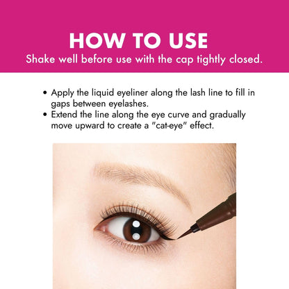 Heroine Make by KISSME Liquid Eyeliner Pen — Ultra-Fine 0.1mm Tip, Waterproof, Hypoallergenic, Made in Japan, Exquisite Brown