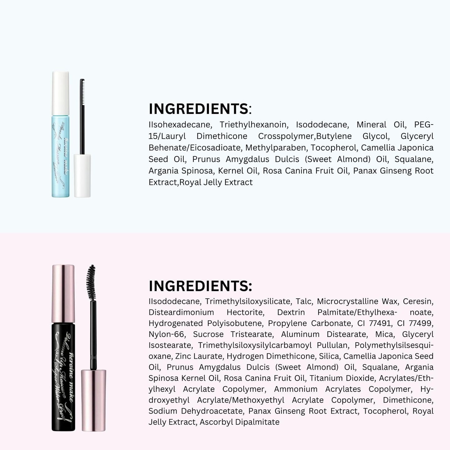 Heroine Make by KISSME Volumizing Waterproof Mascara — Curvy Brush, 24h Curl Hold, Oil-Free Remover (2 Set)