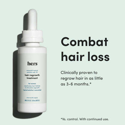 hers Hair Regrowth Treatment 2% Minoxidil for Women – Fuller, Non-Greasy (2-Pack)