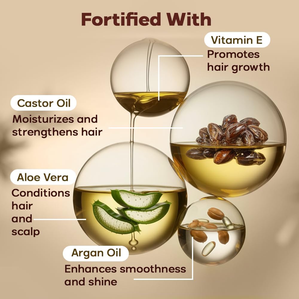 HerStyler Castor Oil Hair Serum for Hair Growth | Vitamin E Shine & Heat Protectant | 2 fl oz