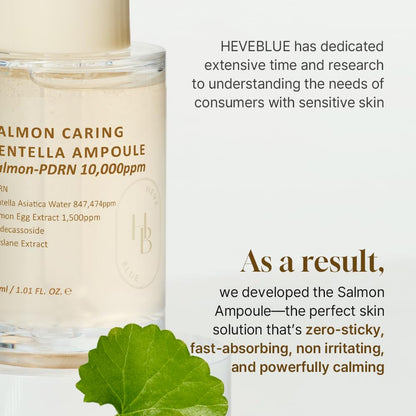 HEVEBLUE Salmon Caring Centella Ampoule – Calming Serum with Salmon PDRN & Centella