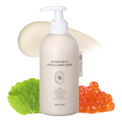 HEVEBLUE Salmon Fruity Centella Body Cream – Gentle, Hypoallergenic K-Beauty for Sensitive Skin